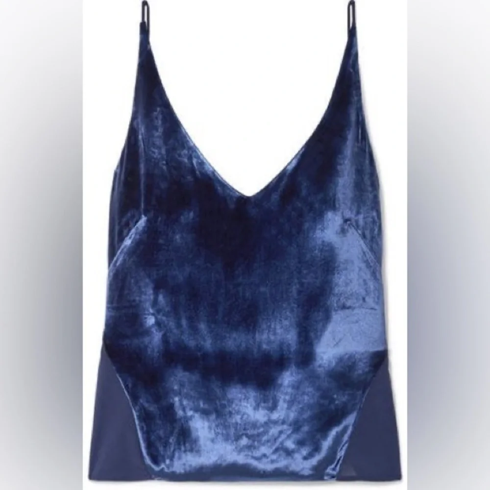 J Brand Lucy Velvet And Silk-georgette Camisole - Blue - Picture 1 of 5
